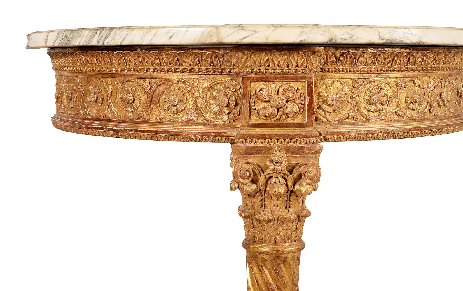 A CONTINENTAL GILTWOOD DEMI-LUNE CONSOLE TABLE, POSSIBLY BALTIC COAST, LATE 18TH CENTURY - Image 2 of 4