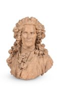 A TERRACOTTA PORTRAIT BUST OF A GENTLEMAN, IN THE MANNER OF JEAN BAPTISTE LEMOYNE THE YOUNGER