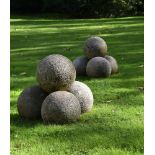 A PAIR OF CORNISH GRANITE BALL PYRAMIDS, 20TH CENTURY