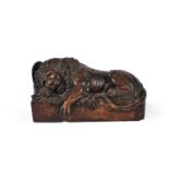 AFTER BERTEL THORVALDSEN, A CARVED WOOD MODEL OF THE LION OF LUCERNE, 19TH CENTURY