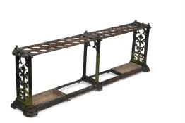 A LATE VICTORIAN DOUBLE LENGTH CAST IRON STICK STAND, IN THE MANNER OF COALBROOKDALE, 19TH CENTURY