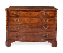 A GEORGE III MAHOGANY AND INLAID SERPENTINE FRONTED COMMODE, CIRCA 1775