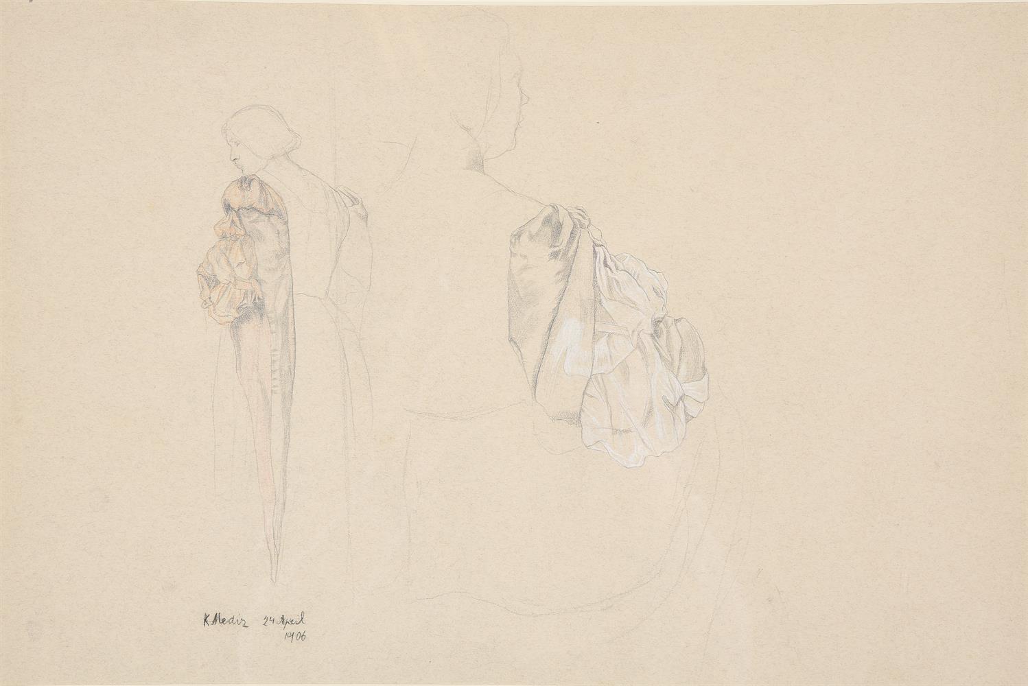 Karl Mediz (Austrian/German 1868-1945), Two studies of a lady in costume