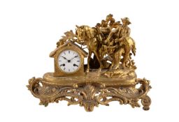 A late 19th century French gilt metal mantel clock