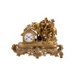 A late 19th century French gilt metal mantel clock