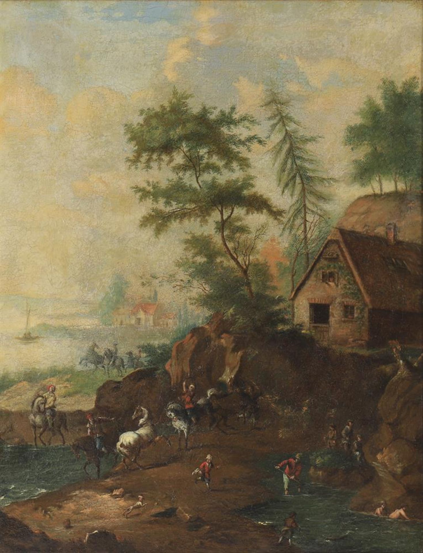 Dutch School (17th century), Figures cavorting in a wooded river landscape - Bild 6 aus 7