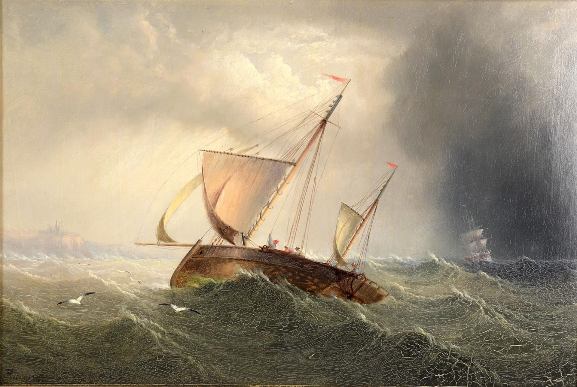 J. Ray (British c. 1900), 'Boats in choppy seas', a pair - Bild 7 aus 10