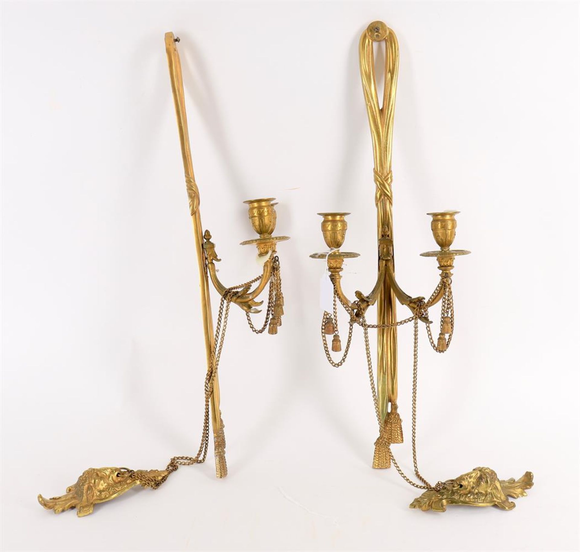 A pair of late 19th/early 20th century French gilt metal twin branch wall lights - Image 5 of 5