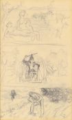 Roger de La Fresnaye (French 1885-1925), A sheet of three sketches of figures in landscapes