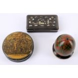 A Regency horn abalone shell silver and brass piqué snuff box