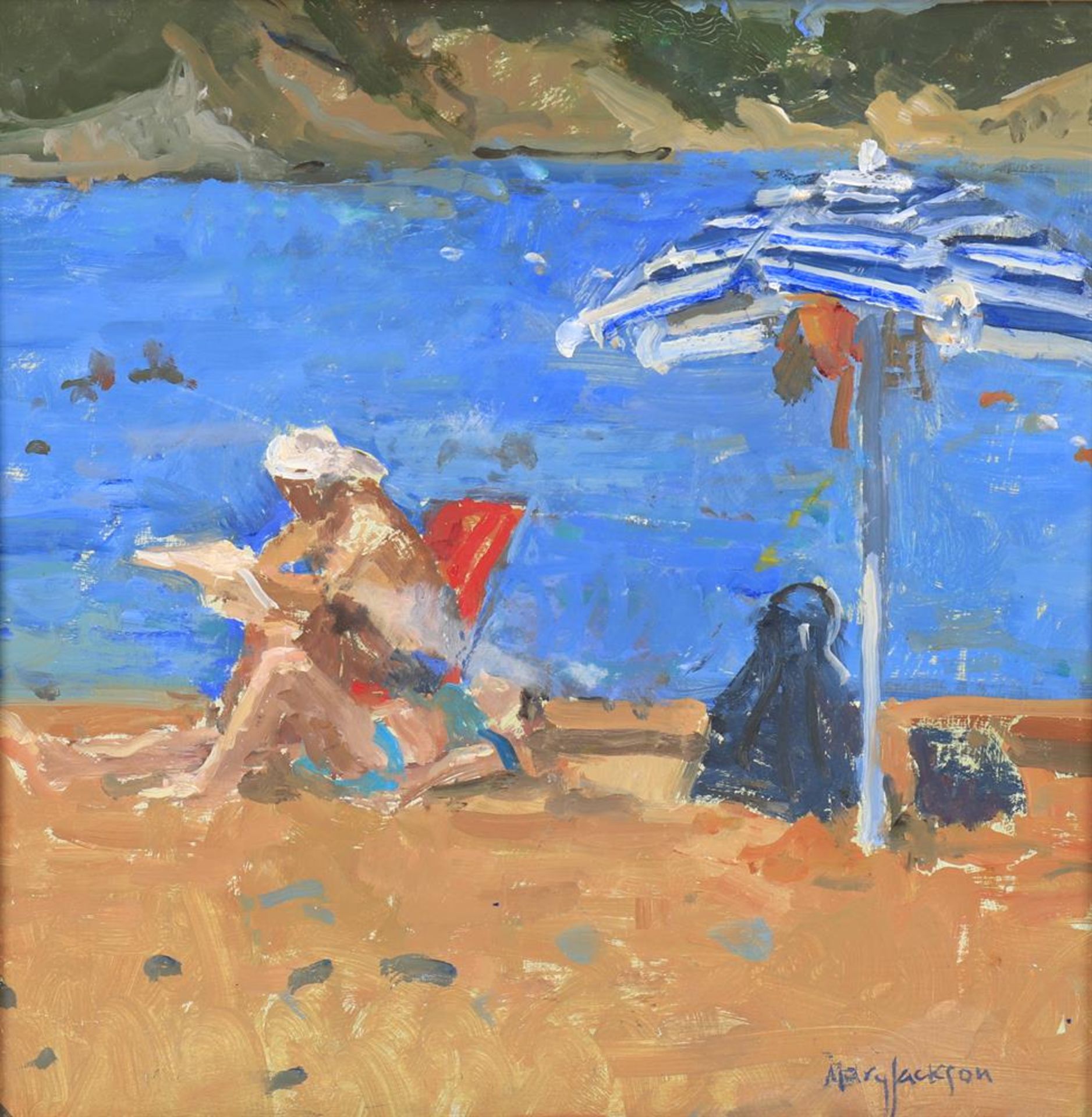 λ Mary Jackson (British b. 1936), Sunbathers at the beach
