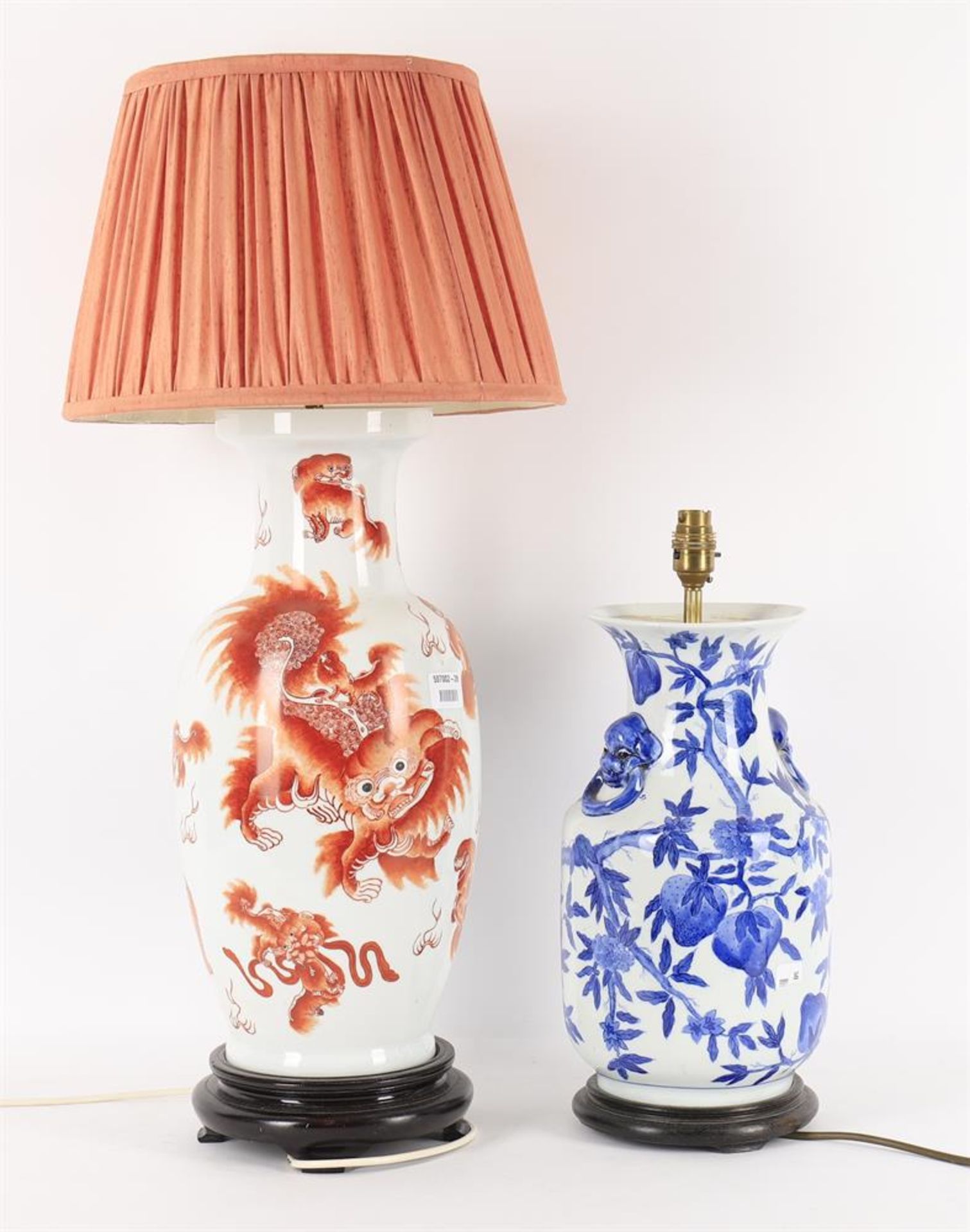 Lamps to include a pair of gilt wood mounted dark glass lamp bases - Image 2 of 3