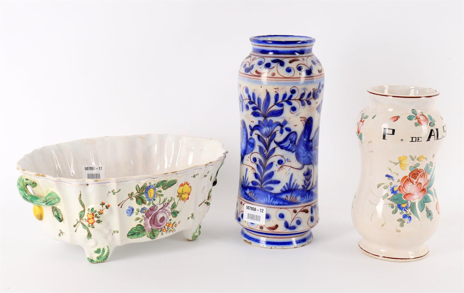 Ceramics including an eastern French faience albarello