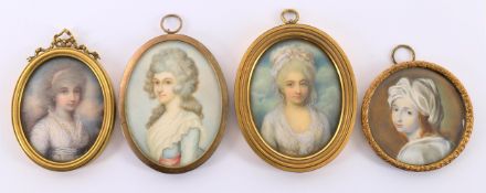 Y Four framed portrait minutes on ivory including Bianca Festa portrait of young girl