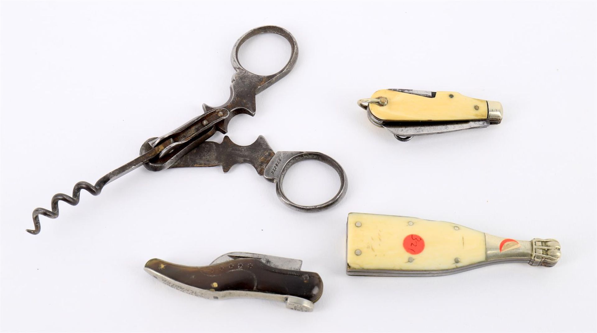 Y Portable corkscrews to include- a 19th century French combination corkscrew of scissor form - Image 2 of 2