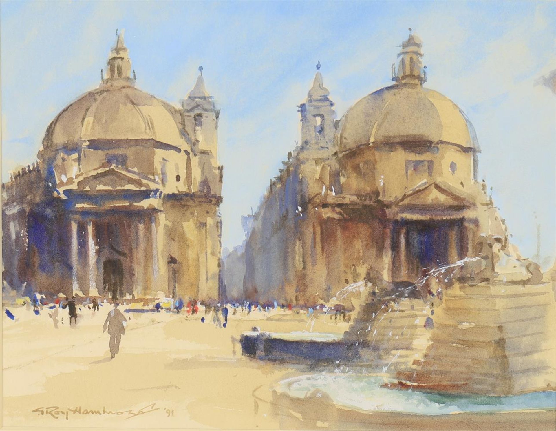 λ Roy Hammond (British b. 1934), Piazza del Popolo, Rome