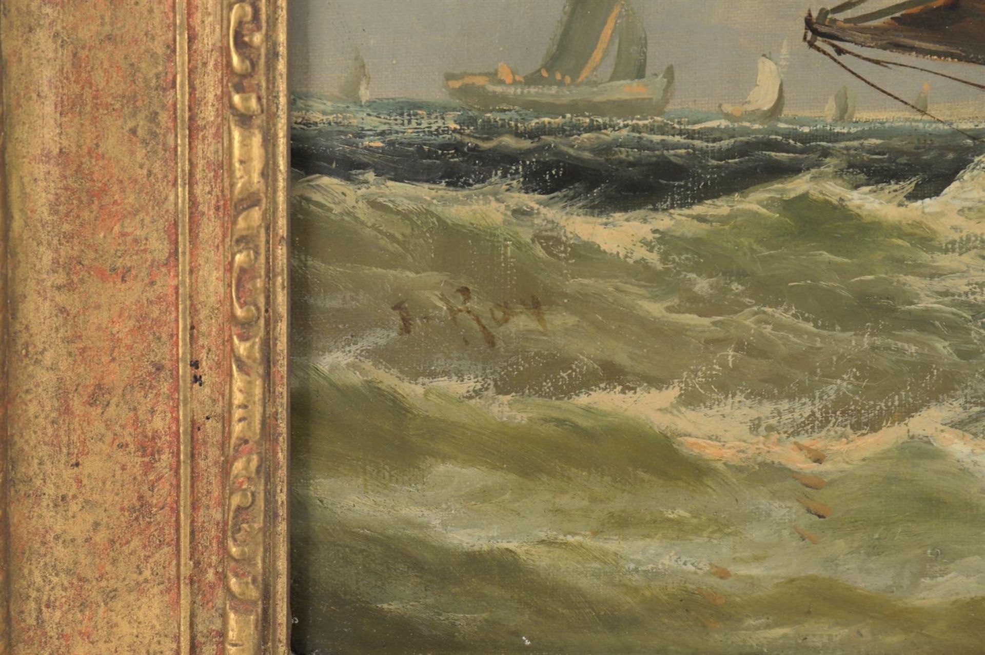 J. Ray (British c. 1900), 'Boats in choppy seas', a pair - Bild 4 aus 10