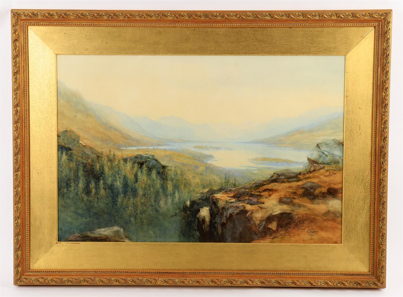 William Joseph Wadham (1863-1950), Extensive landscape view- lakes between mountain vista - Bild 2 aus 4
