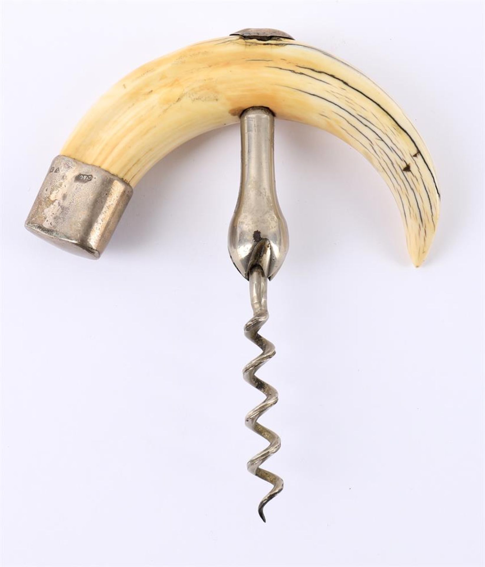 Y A silver mounted tusk handled corkscrew - Bild 2 aus 2