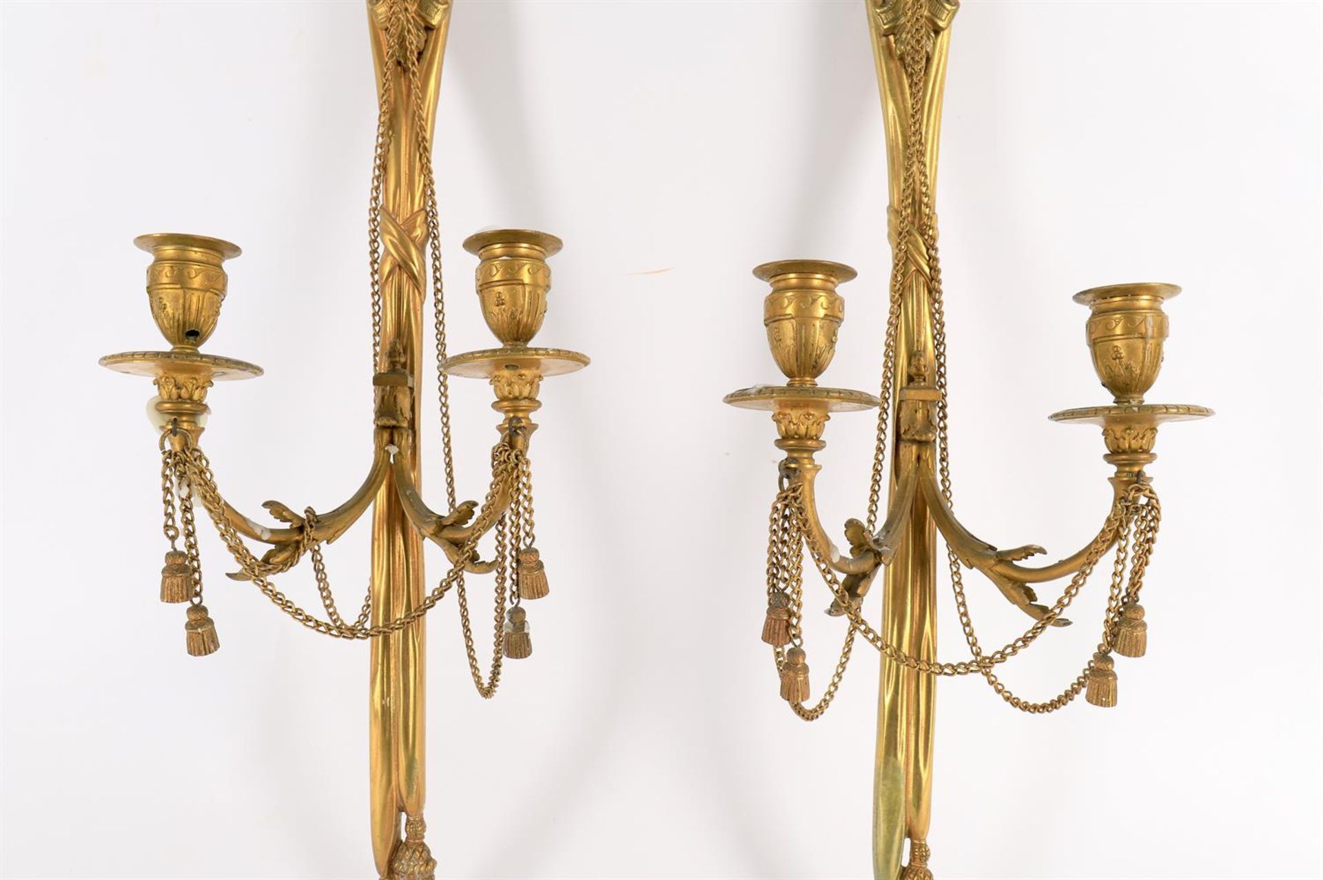 A pair of late 19th/early 20th century French gilt metal twin branch wall lights - Image 3 of 5