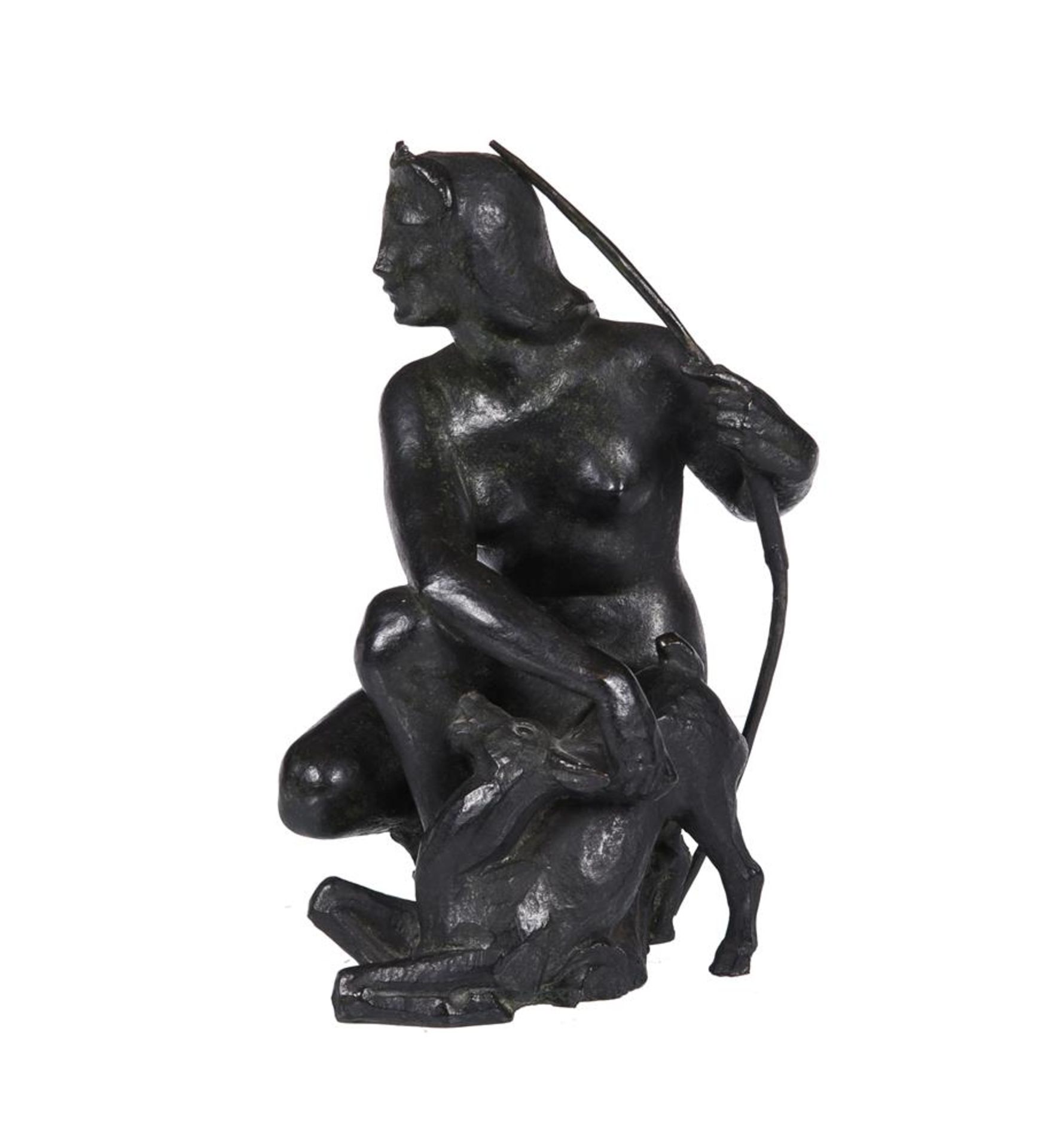 λ Emilio Monti (1901-1981), a bronze figure of Diana the Huntress