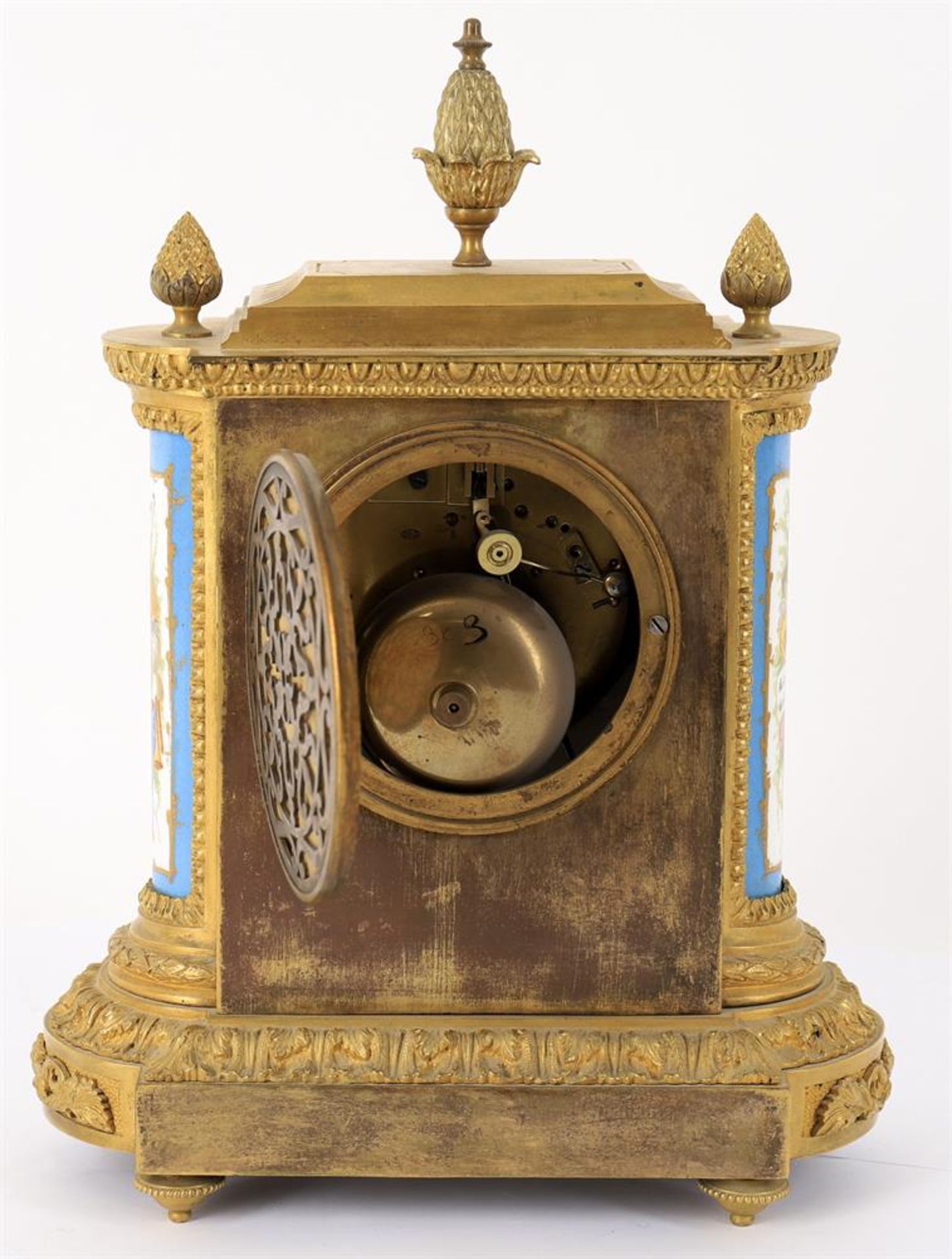 Jean Baptiste Delettrez- a late 19th century French gilt metal and porcelain mounted mantel clock - Image 3 of 15