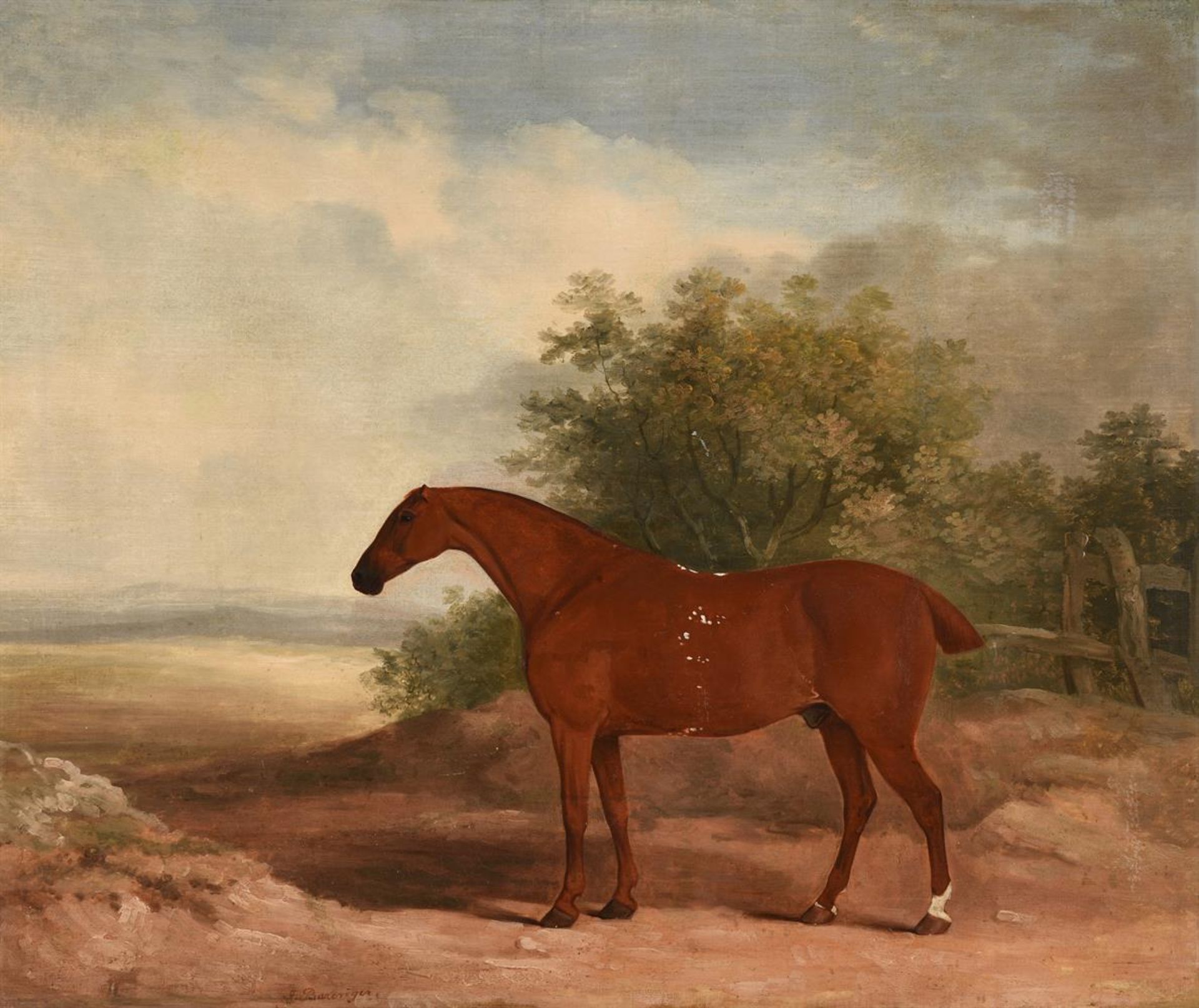James Barenger (British 1780-1831), A racehorse in a landscape