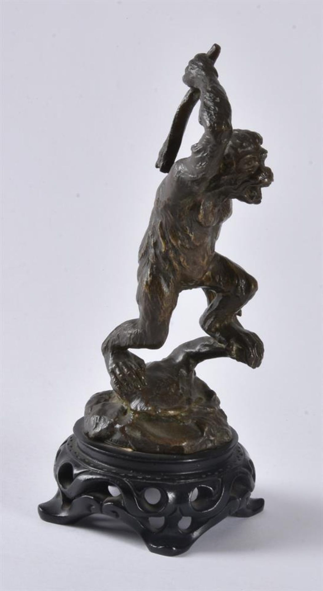 A bronze figure of a great ape with club - Image 2 of 4