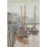 British School (19th century), Boats in harbour