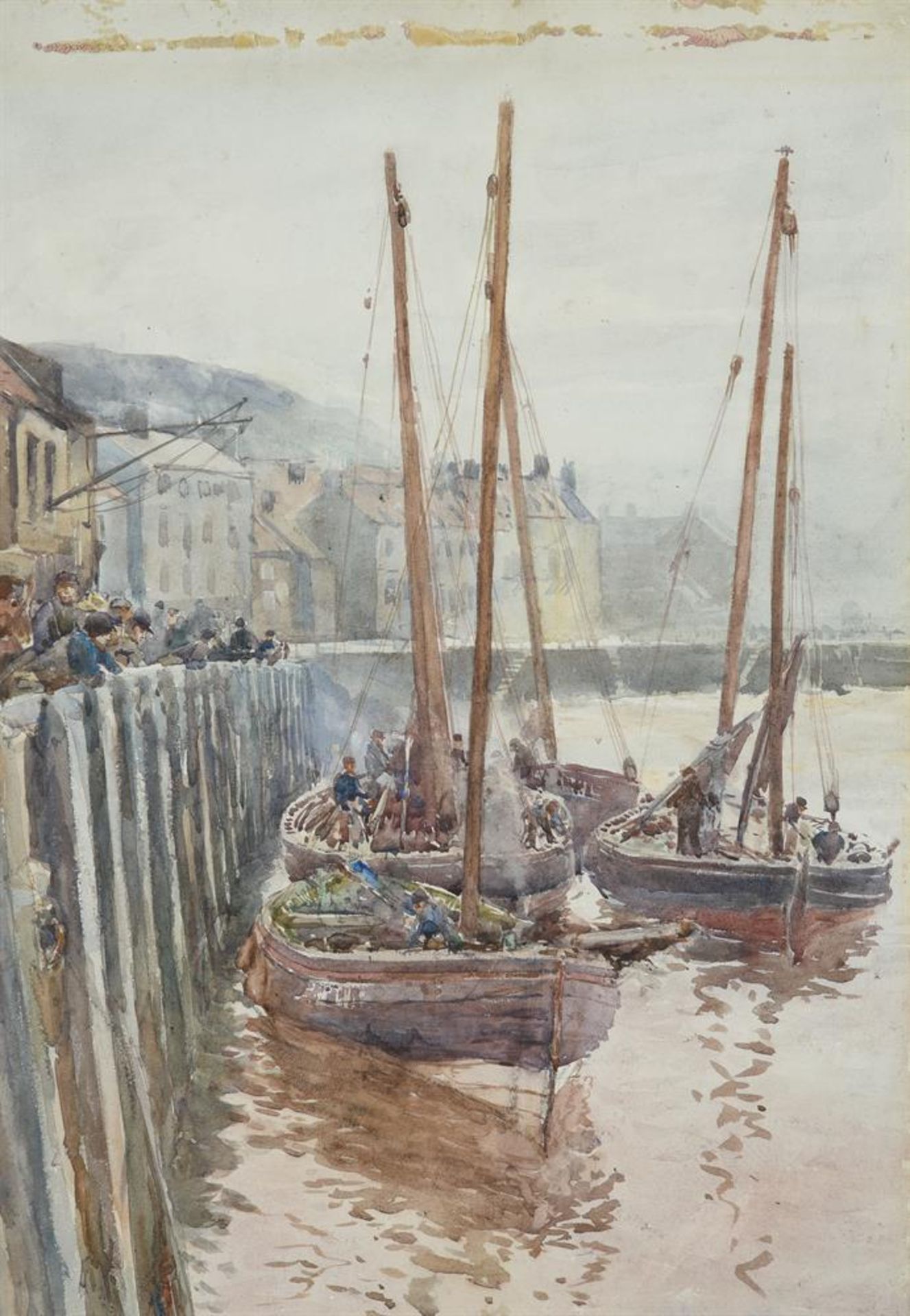 British School (19th century), Boats in harbour