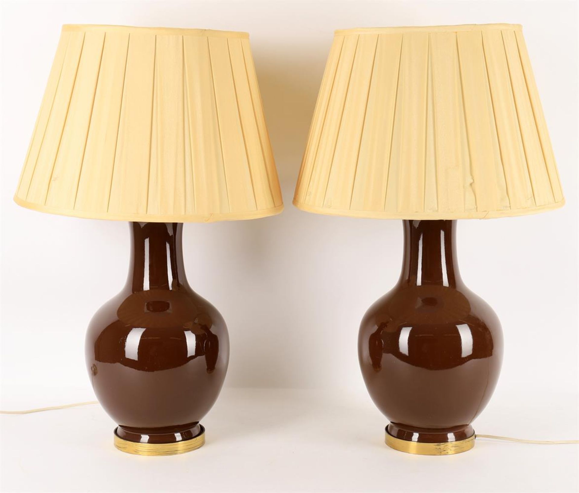 Lighting to include a pair of modern brown glaze table lamps - Image 3 of 6