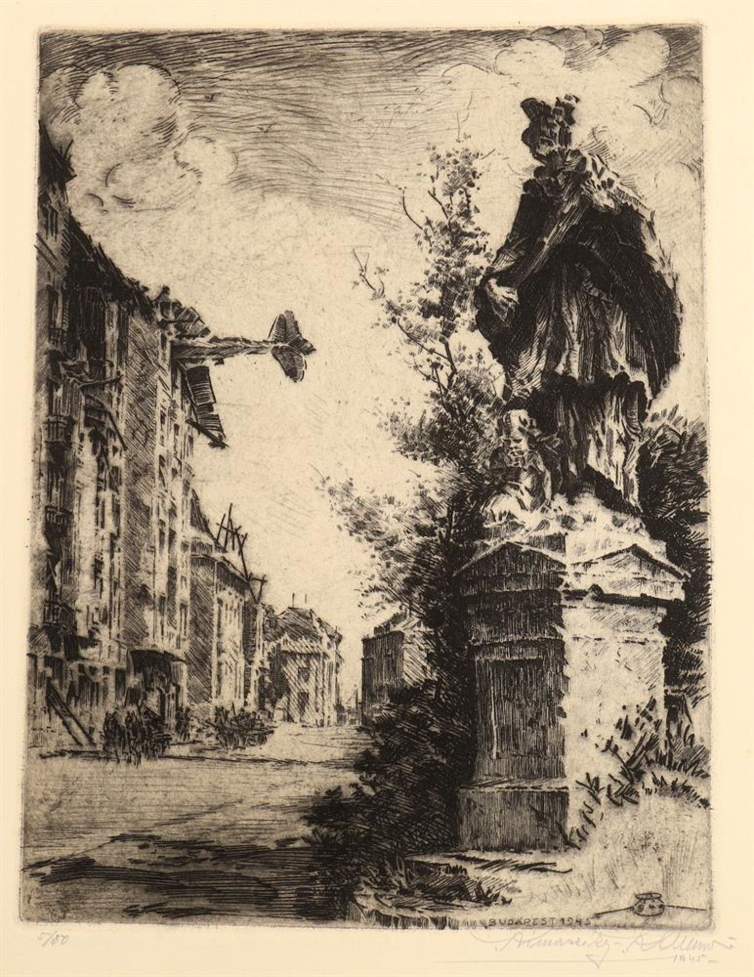 λ A. Rimaszeky-Richter (20th century), Budapest, 1945, A set of sixteen etchings - Image 3 of 3