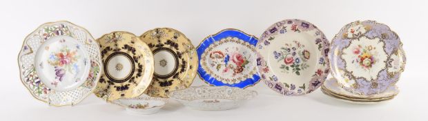Late 19th/early 20th century ceramics including a set of 4 Coalport plates