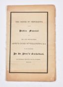 Ɵ [Duke of Wellington] The Order of Proceeding in the Public Funeral of (...) Duke of Wellington