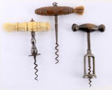 Corkscrews to include an English 19th Century Henshall type corkscrew
