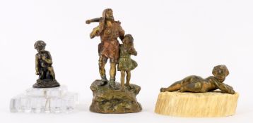 Y Works of art including cold painted bronze figure of William Tell and son