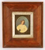 Y Anglo-Indian, 19th century, miniature portrait of a young lady,