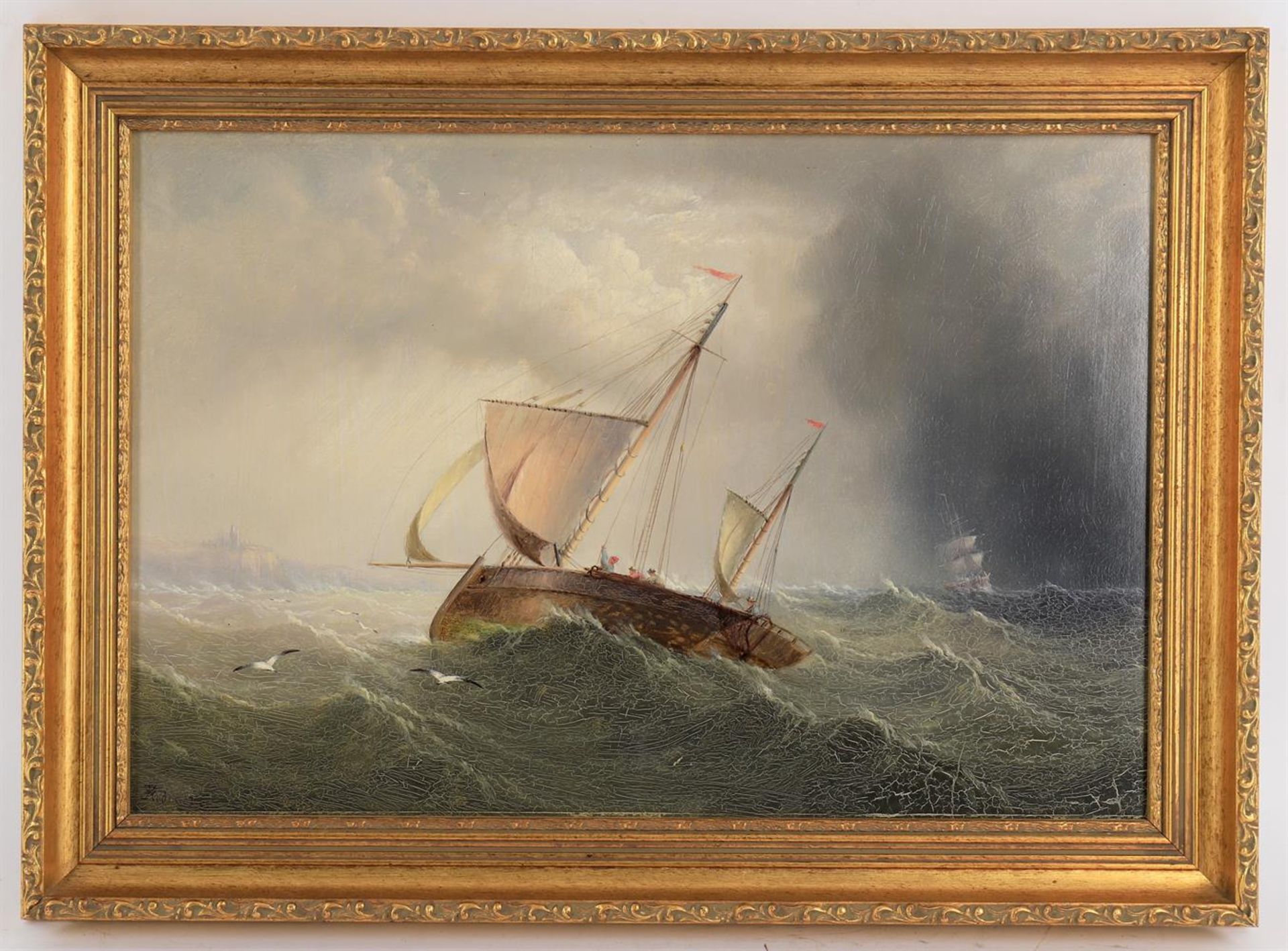 J. Ray (British c. 1900), 'Boats in choppy seas', a pair - Bild 10 aus 10
