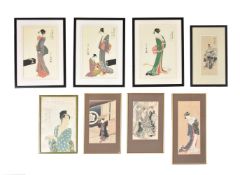 Japanese pictures to include three woodblock print studies of Bijin