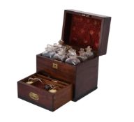 An early Victorian mahogany and brass inlaid apothecary's box