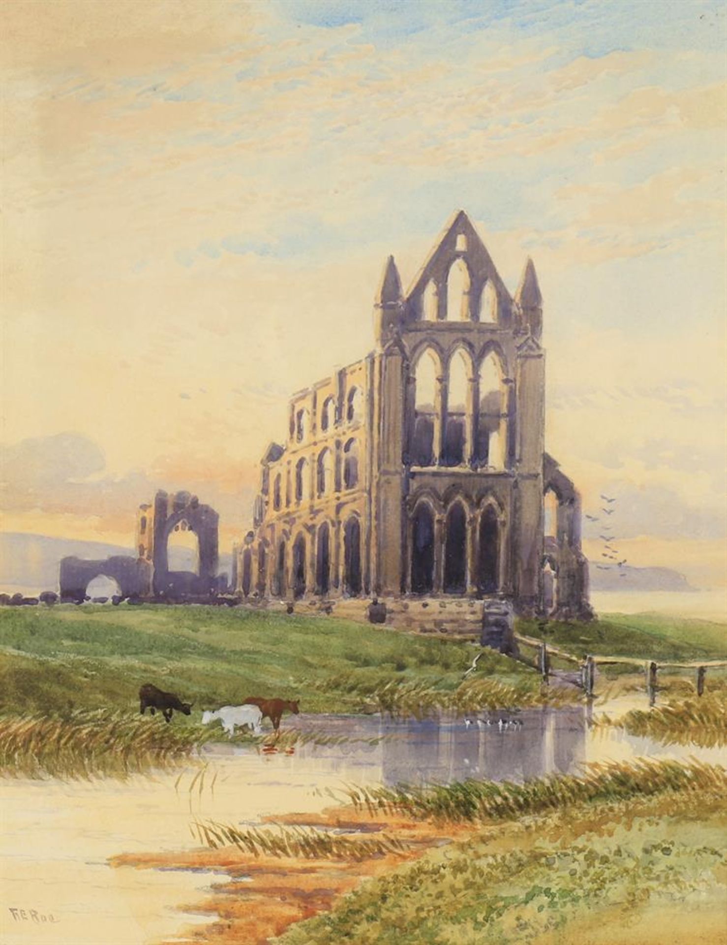 Robert Ernest Roe (British 1851-1930), Bennets Abbey, Norfolk; Old Ruin, Whitby (2)