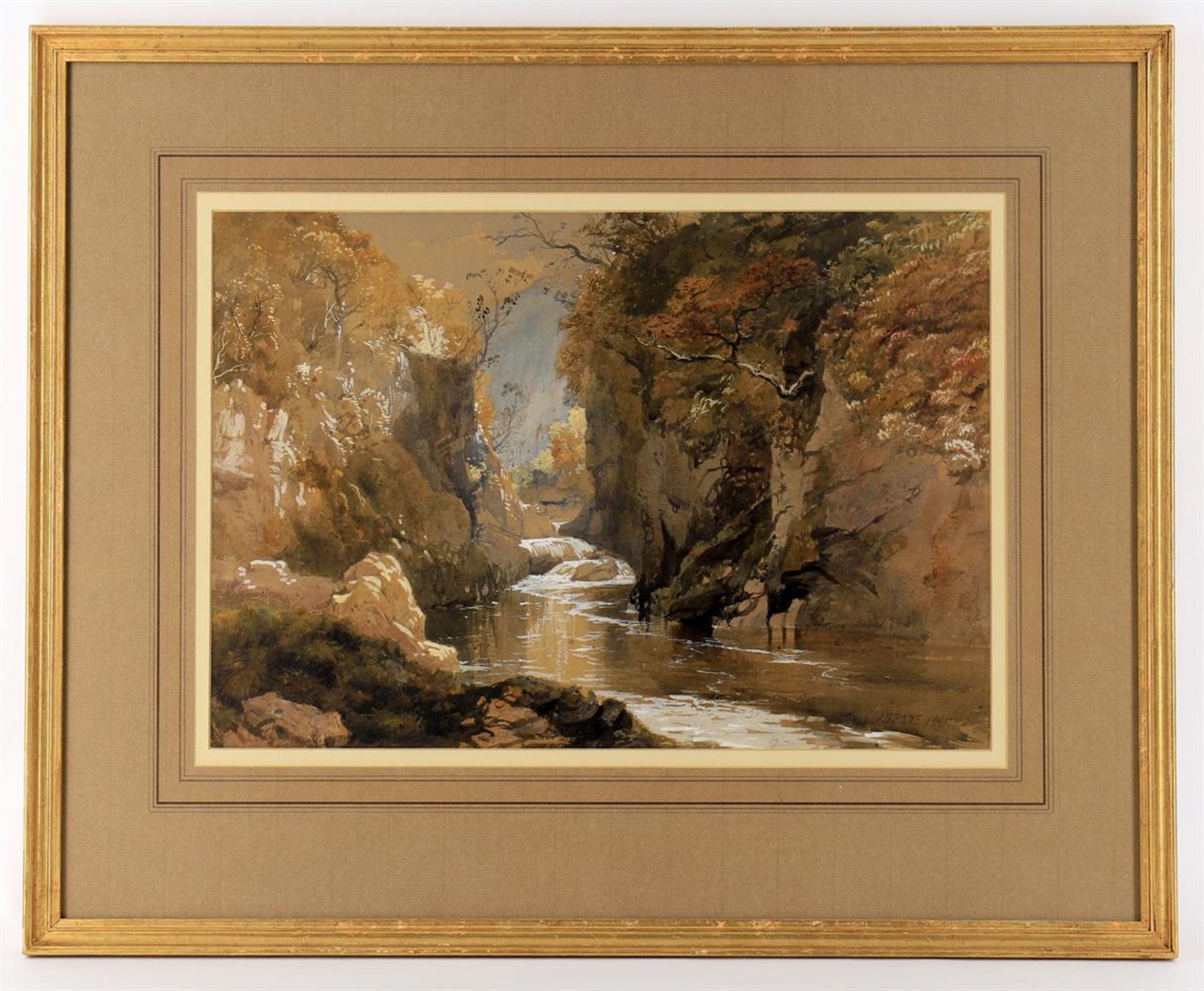 James Baker Pyne (British 1800-1870), Stream through a ravine - Bild 2 aus 4