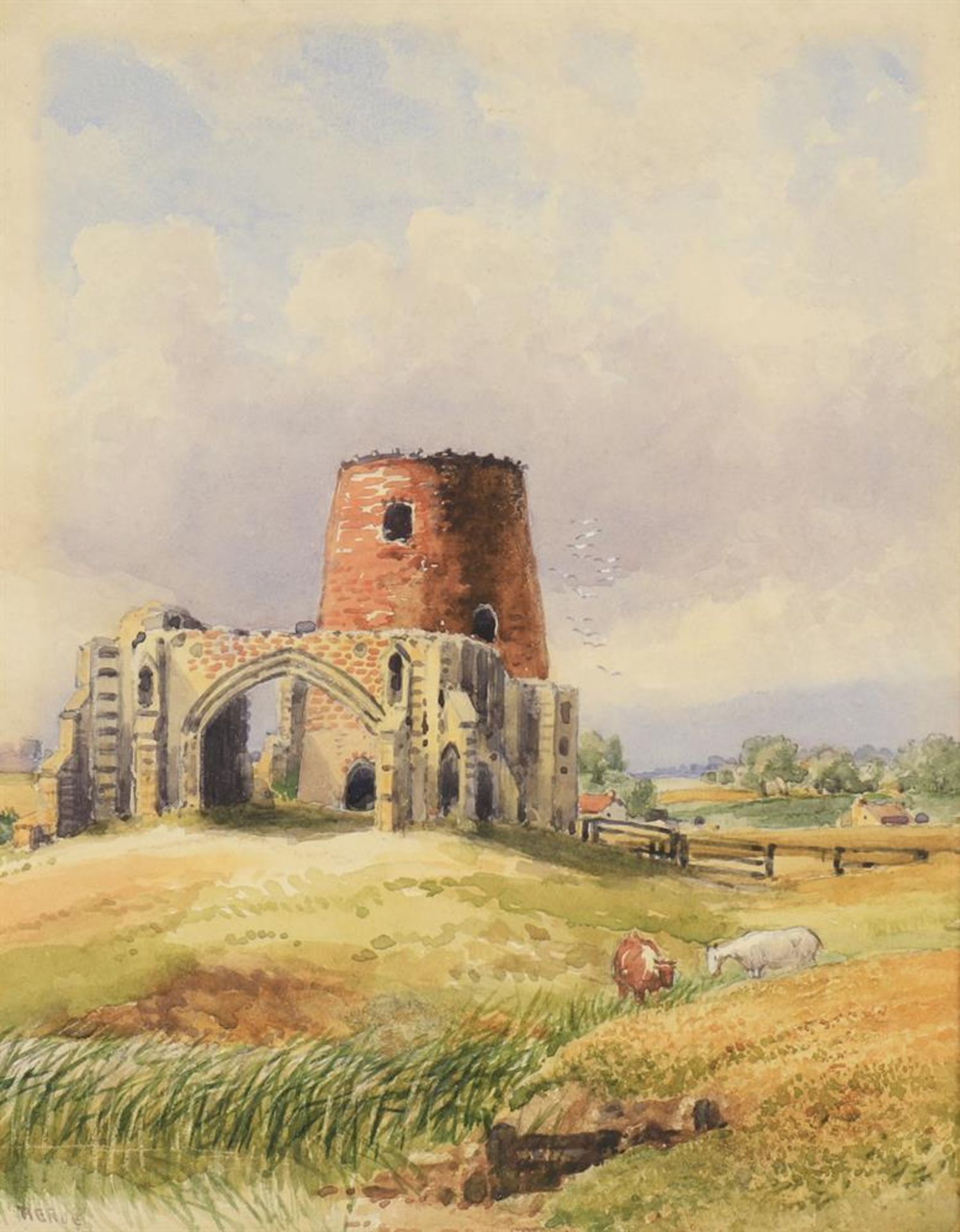 Robert Ernest Roe (British 1851-1930), Bennets Abbey, Norfolk; Old Ruin, Whitby (2) - Bild 3 aus 5