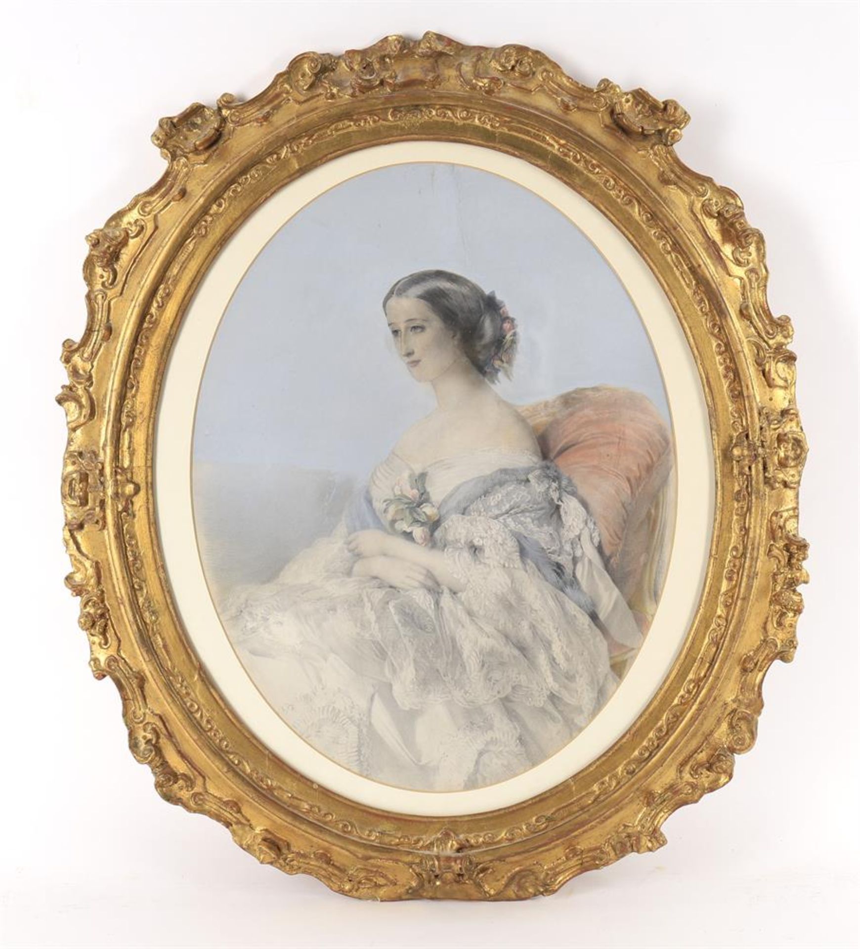English School (19th century), Portrait of a lady, seated - Bild 2 aus 3