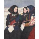 λ Oszkár Glatz (Hungarian 1872-1958), Three Hungarian girls in traditional dress