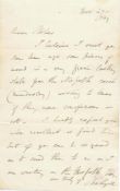 Sir Charles Lyell (1797-1865, first baronet, the founder of modern geology), Autograph letter