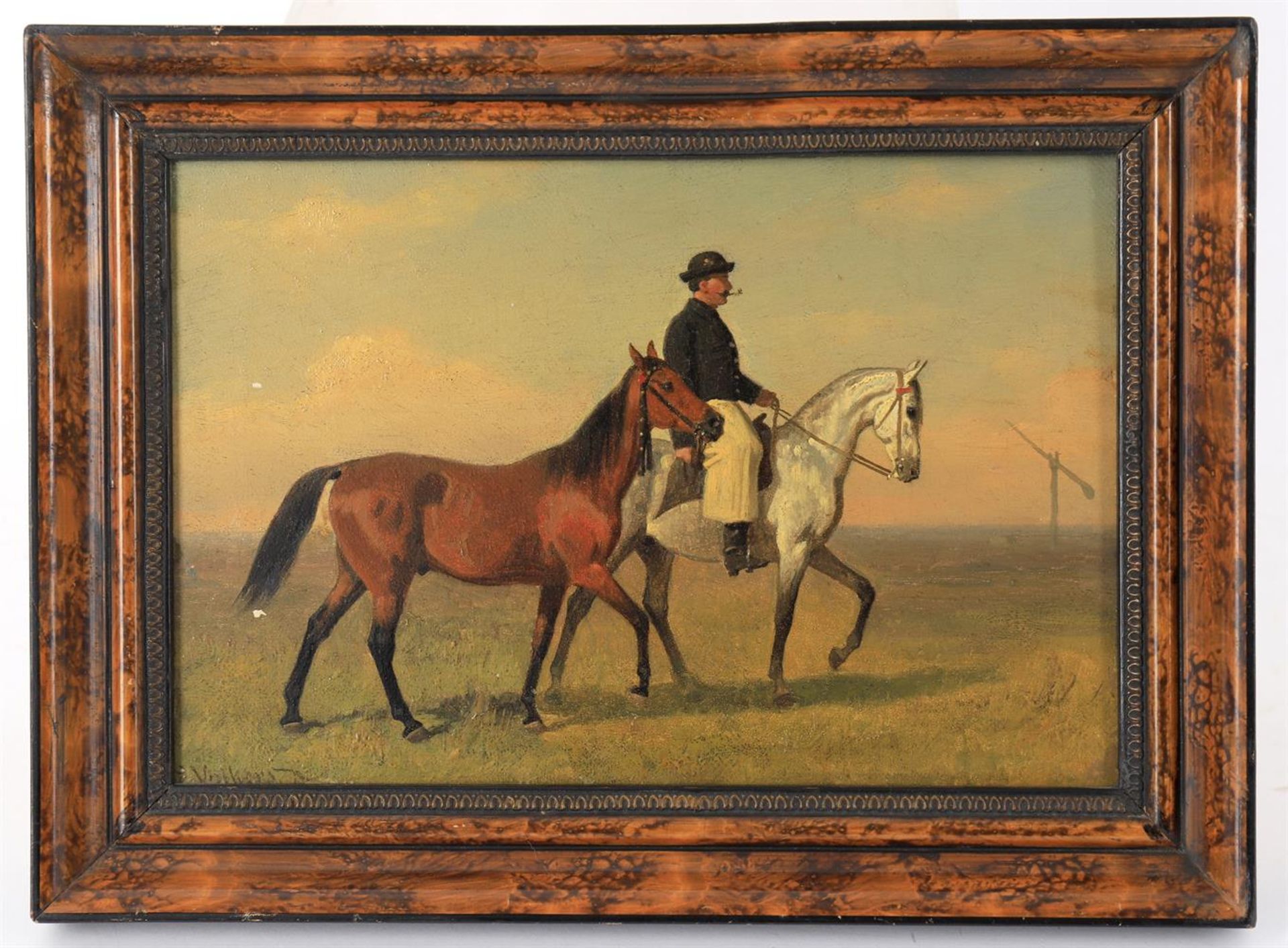 Follower of Emil Volkers, Gentleman riding a dappled grey horse
