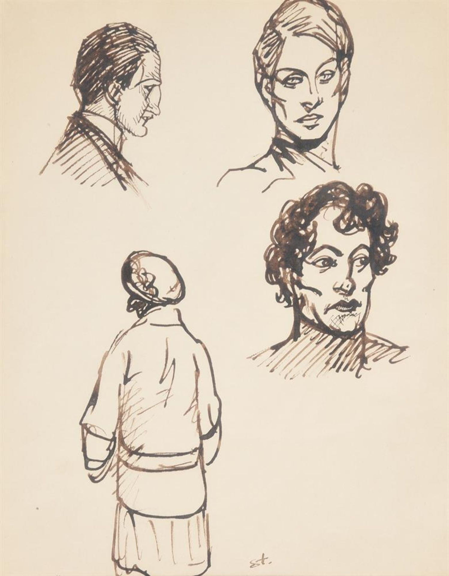 Théophile Alexandre Steinlen (French/Swiss 1859-1923), Head and figure studies - Bild 2 aus 5