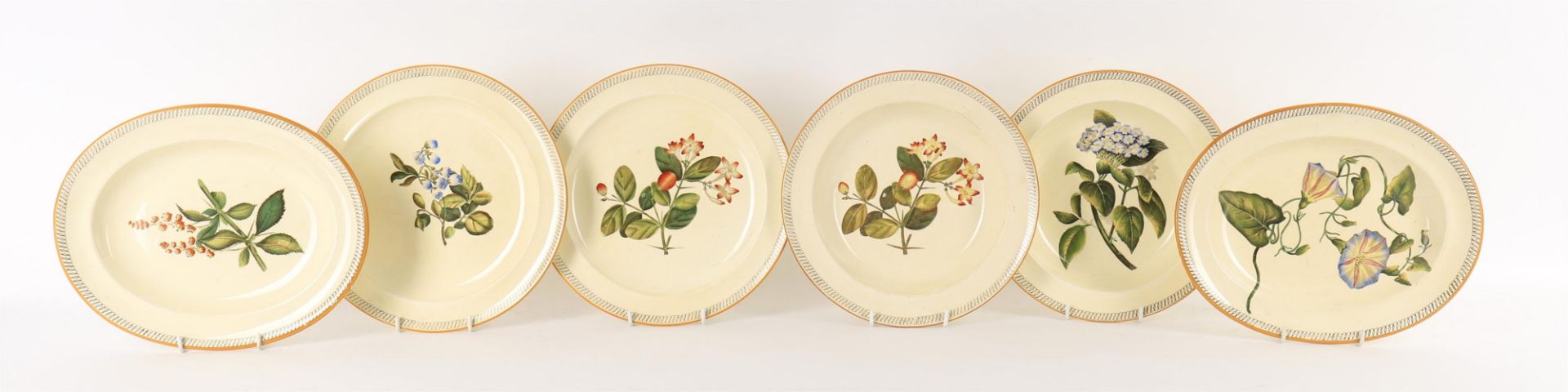 19th century Wedgwood botanical decorated creamware