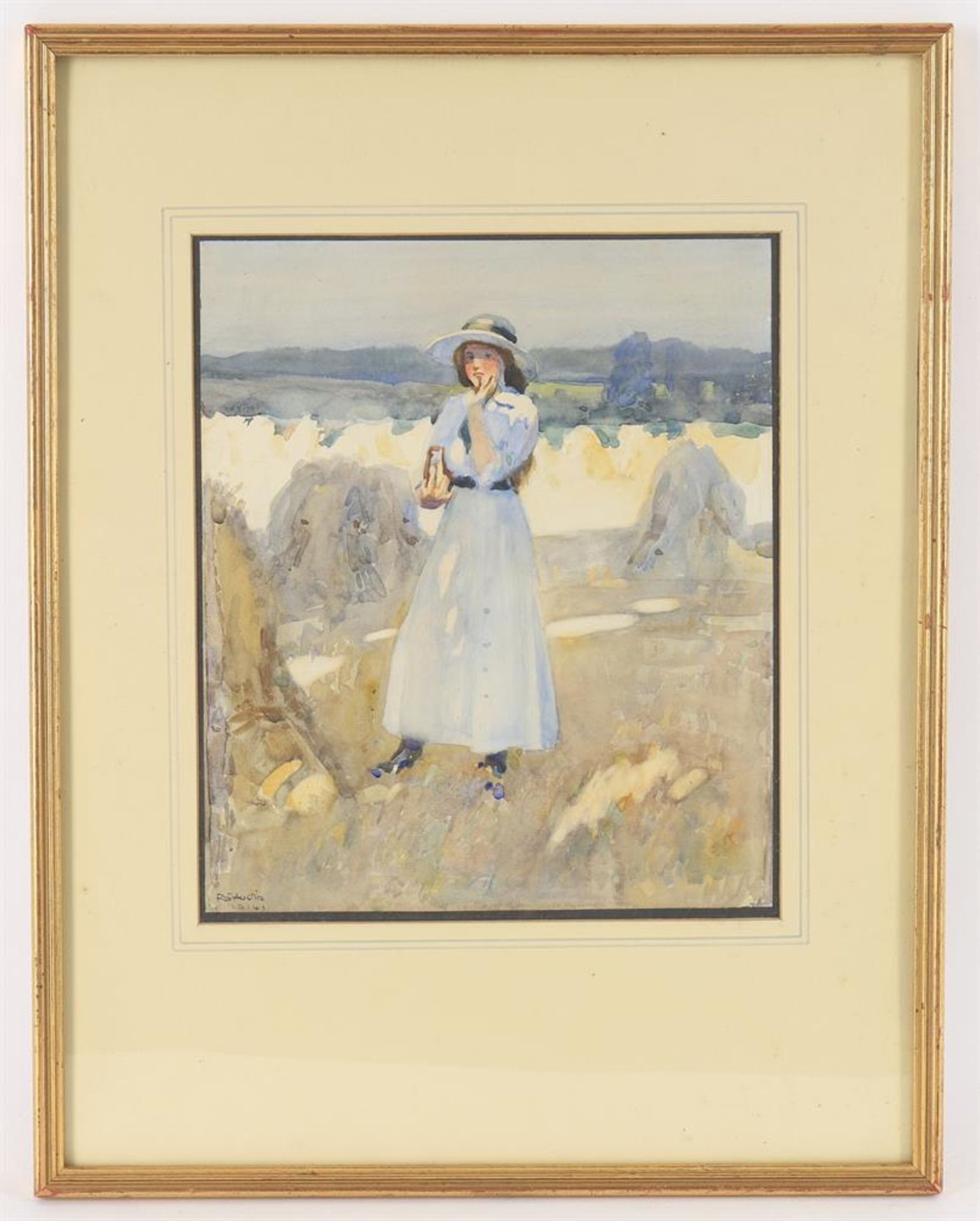 λ Robert Sargent Austin (British 1895-1973), Young Woman in a Hayfield - Bild 2 aus 3